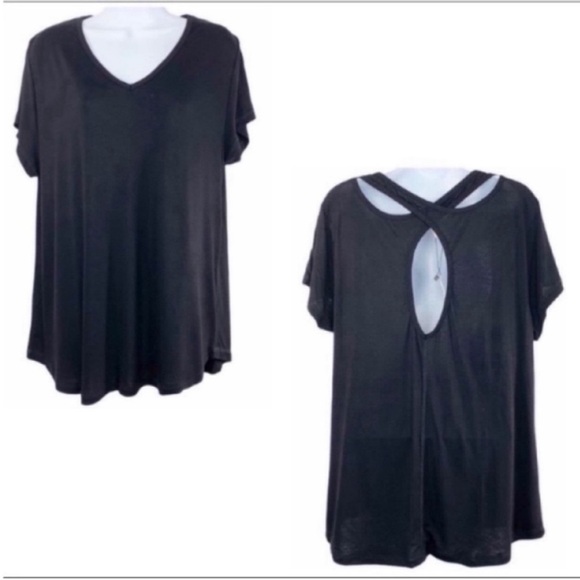 WISHLIST keyhole v-neck T-shirt top S black - Picture 1 of 9
